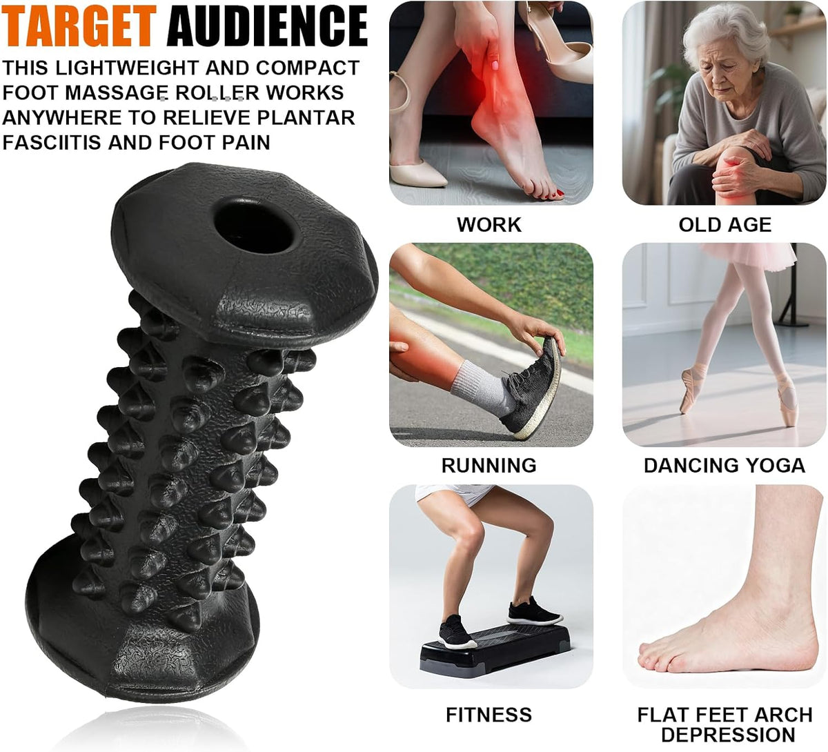 Foot Massager Roller for Plantar Fasciitis, Arch Heel Pain Relief