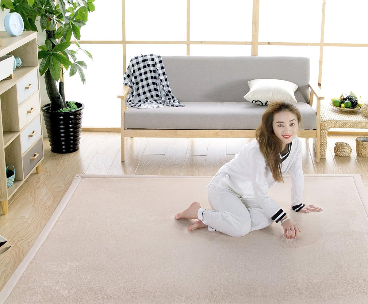 Baby Play Mat, Handmade Weaving Plush Foam Play Crawling Rugs for Baby, Children Play Blanket, Yoga Mat, Exercise Mat-Cushy- Soft & Thick Hypoallergenic, Non-Toxic