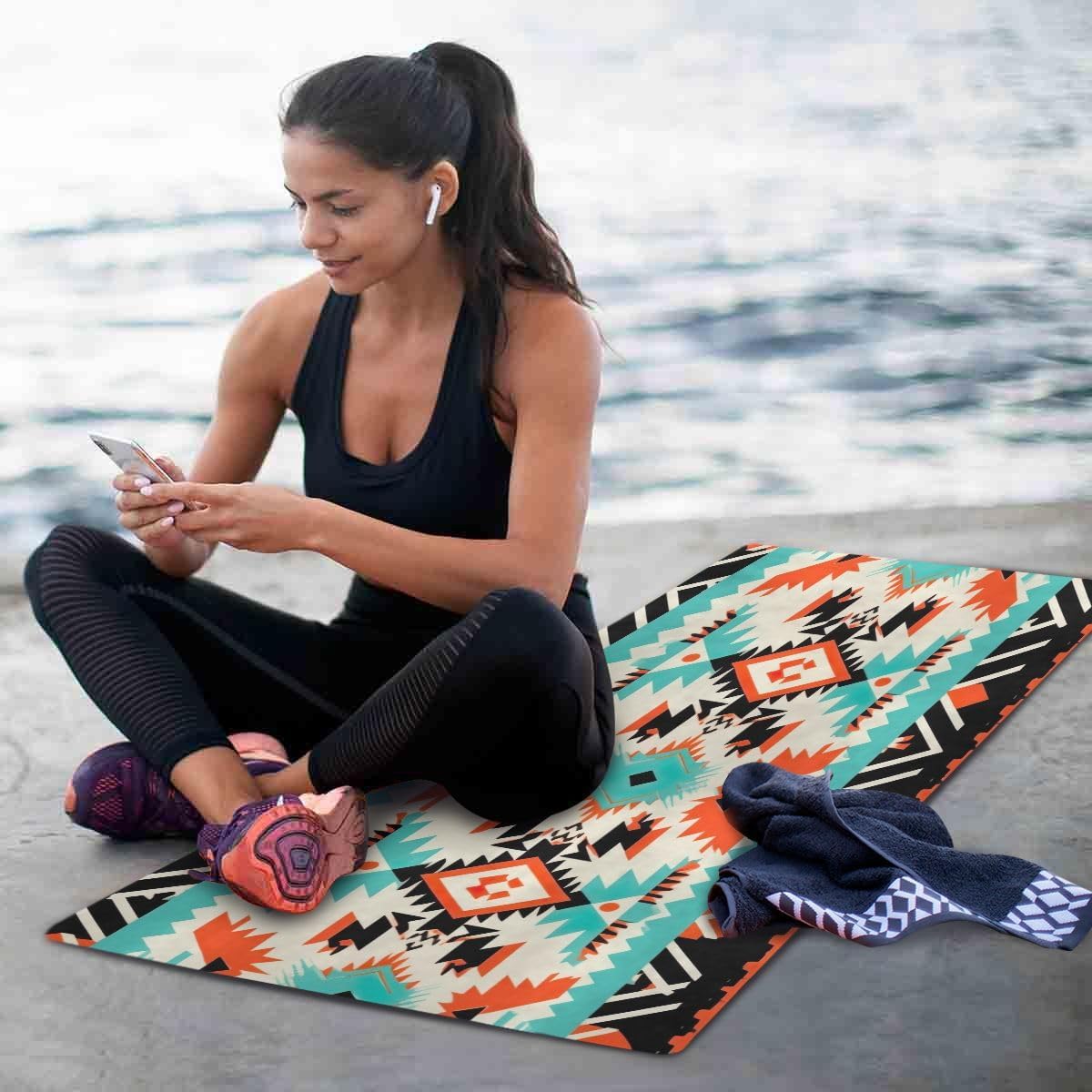 Yoga Mat Thick Non-slip Soft Breathe Elastic Exercise Fitness Gym 1MM Thick Natural Rubber for Yoga Mats,Native American Tribal
