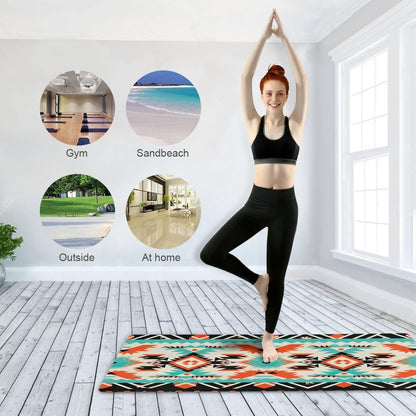 Yoga Mat Thick Non-slip Soft Breathe Elastic Exercise Fitness Gym 1MM Thick Natural Rubber for Yoga Mats,Native American Tribal