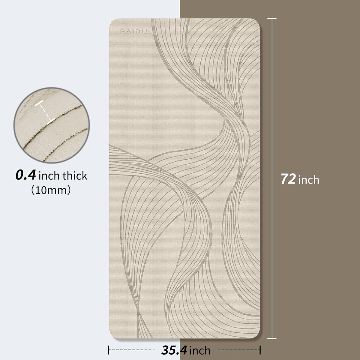 Large Yoga Mat 72"x36"x10mm Non-Slip Exercise Mat for Home Gym Studio