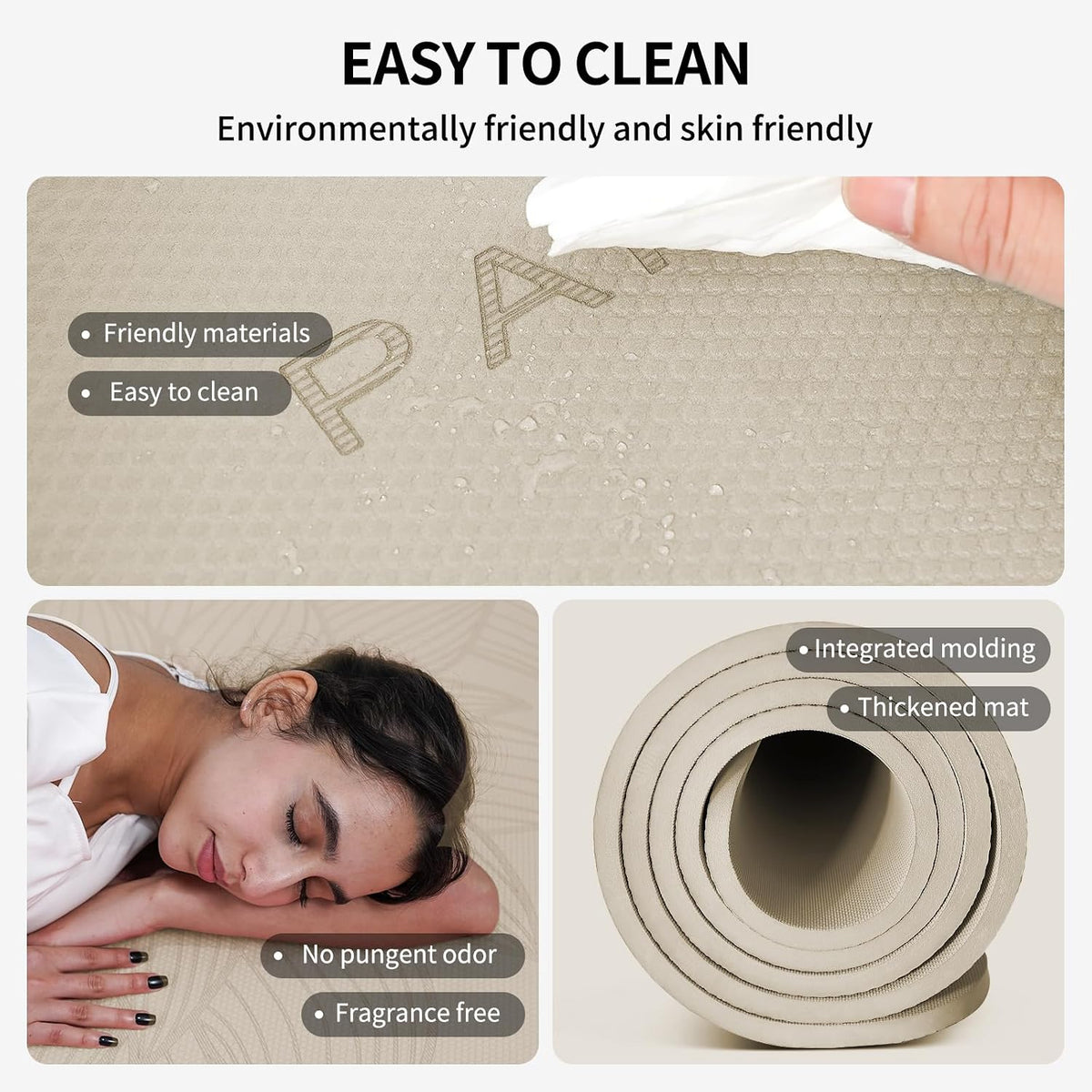 Large Yoga Mat 72"x36"x10mm Non-Slip Exercise Mat for Home Gym Studio