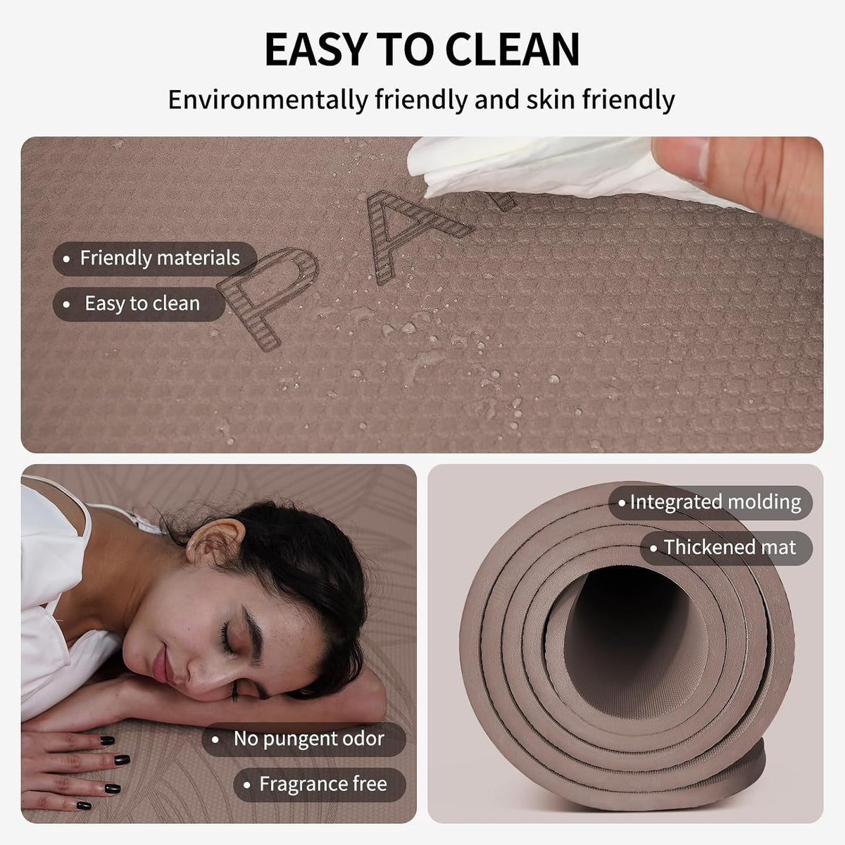 Large Yoga Mat 72"x36"x10mm Non-Slip Exercise Mat for Home Gym Studio