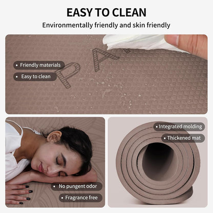 Large Yoga Mat 72"x36"x10mm Non-Slip Exercise Mat for Home Gym Studio