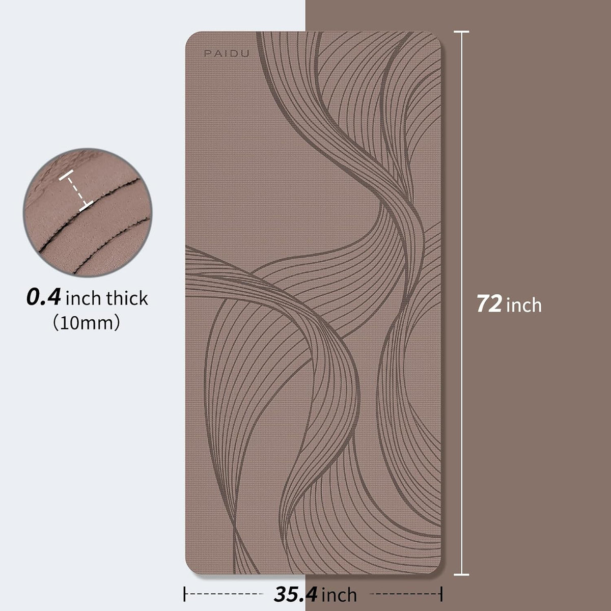 Large Yoga Mat 72"x36"x10mm Non-Slip Exercise Mat for Home Gym Studio