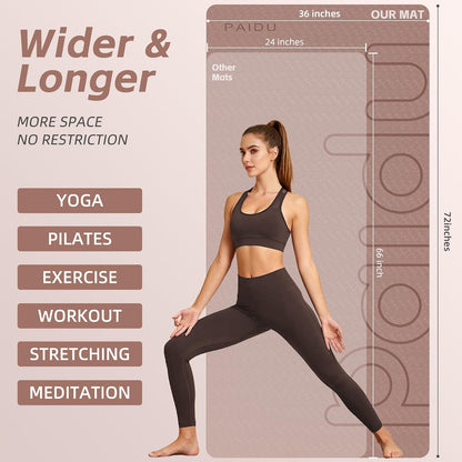Large Yoga Mat 72"x36"x10mm Non-Slip Exercise Mat for Home Gym Studio