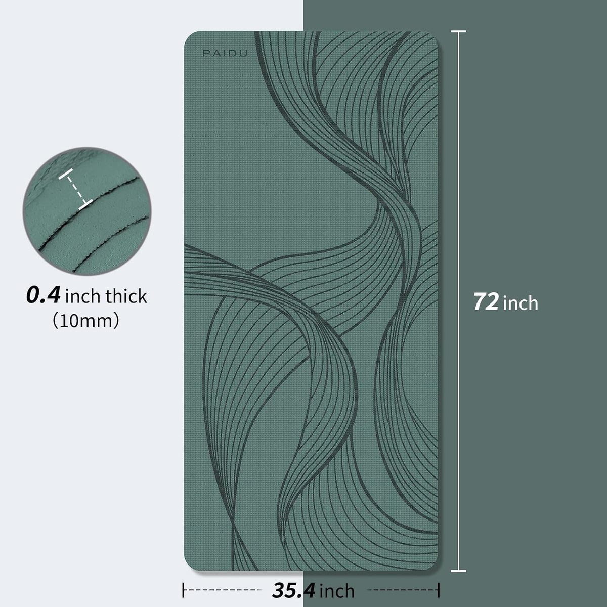 Large Yoga Mat 72"x36"x10mm Non-Slip Exercise Mat for Home Gym Studio