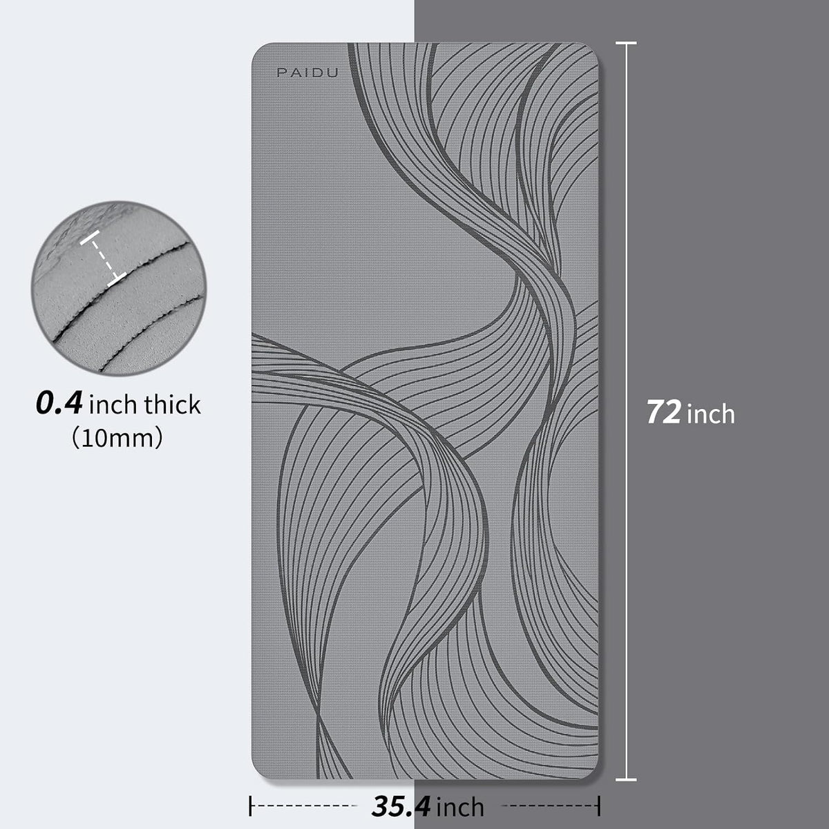 Large Yoga Mat 72"x36"x10mm Non-Slip Exercise Mat for Home Gym Studio