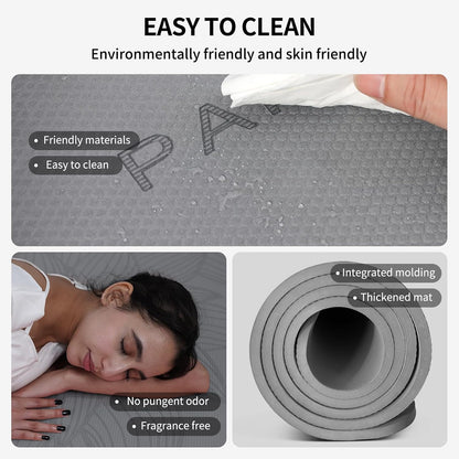 Large Yoga Mat 72"x36"x10mm Non-Slip Exercise Mat for Home Gym Studio