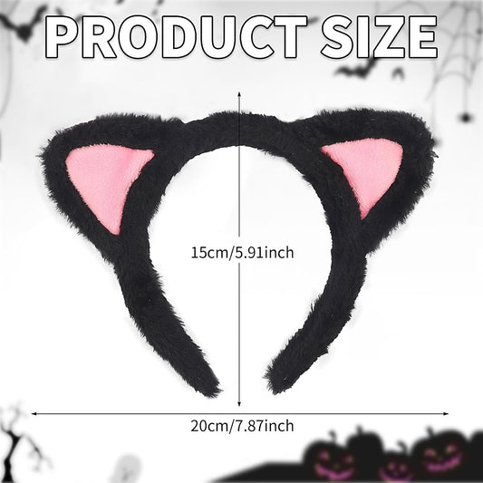 Cat Ears Headband, Plush Fuzzy Hairbands for Cosplay, Makeup, Yoga, and Photo Props for Adults