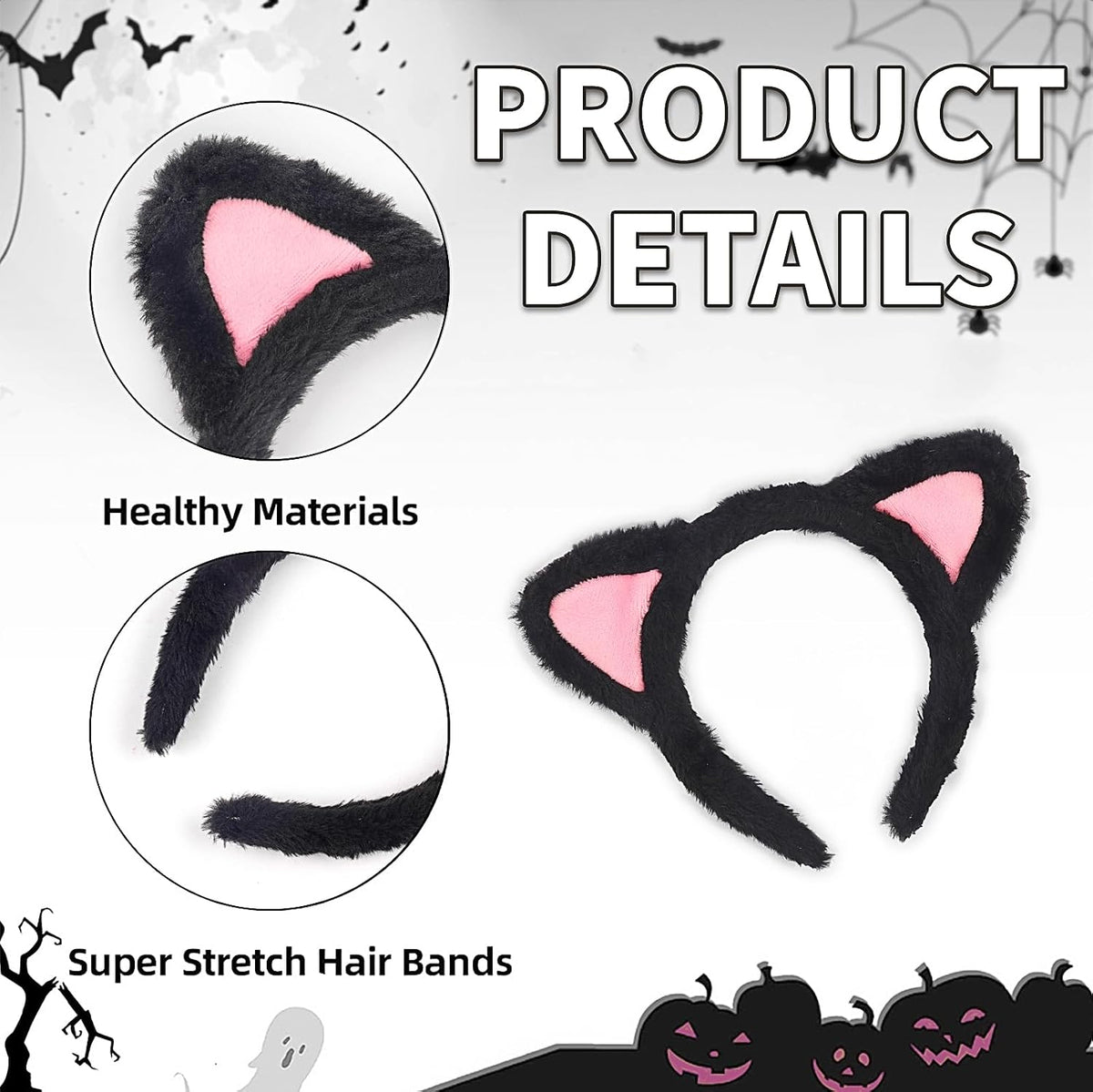 Cat Ears Headband, Plush Fuzzy Hairbands for Cosplay, Makeup, Yoga, and Photo Props for Adults