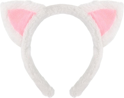 Cat Ears Headband, Plush Fuzzy Hairbands for Cosplay, Makeup, Yoga, and Photo Props for Adults