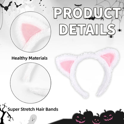 Cat Ears Headband, Plush Fuzzy Hairbands for Cosplay, Makeup, Yoga, and Photo Props for Adults