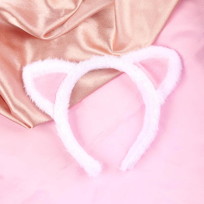 Cat Ears Headband, Plush Fuzzy Hairbands for Cosplay, Makeup, Yoga, and Photo Props for Adults