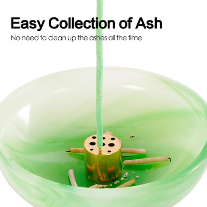 Incense Holder, Beautiful Natural Marble Incense Burner for Meditation, 9 Incense Holes Suitable for Most Types (Black)