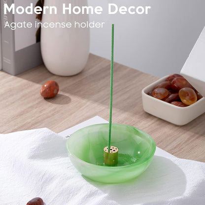 Incense Holder, Beautiful Natural Marble Incense Burner for Meditation, 9 Incense Holes Suitable for Most Types (Black)