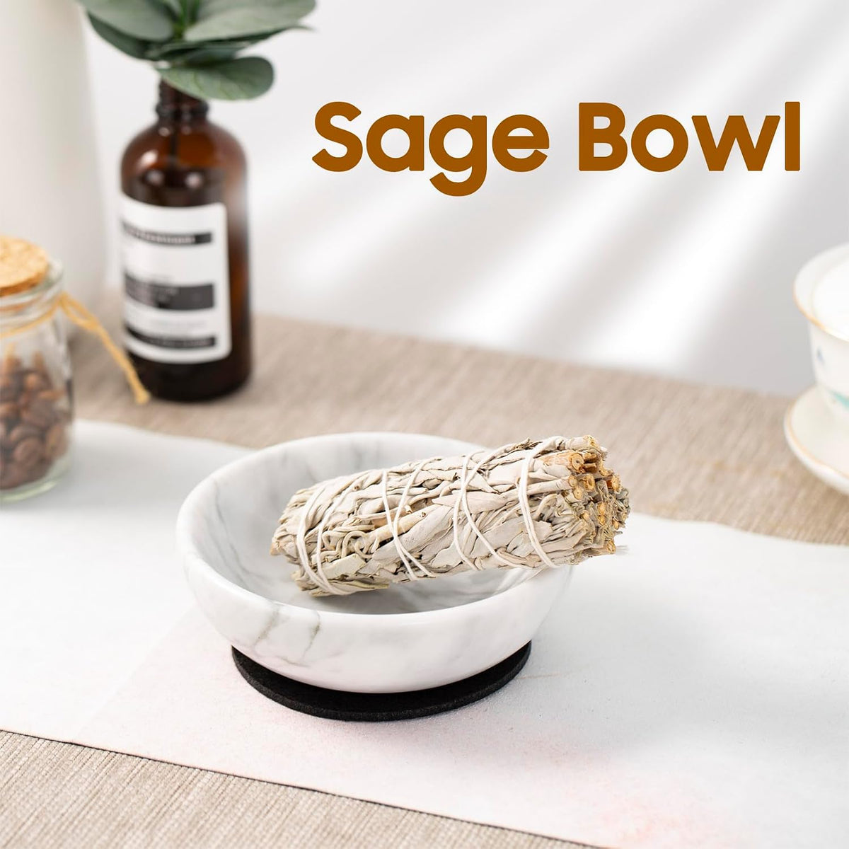 Incense Holder, Beautiful Natural Marble Incense Burner for Meditation, 9 Incense Holes Suitable for Most Types (Black)