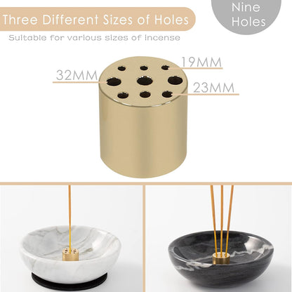Incense Holder, Beautiful Natural Marble Incense Burner for Meditation, 9 Incense Holes Suitable for Most Types (Black)