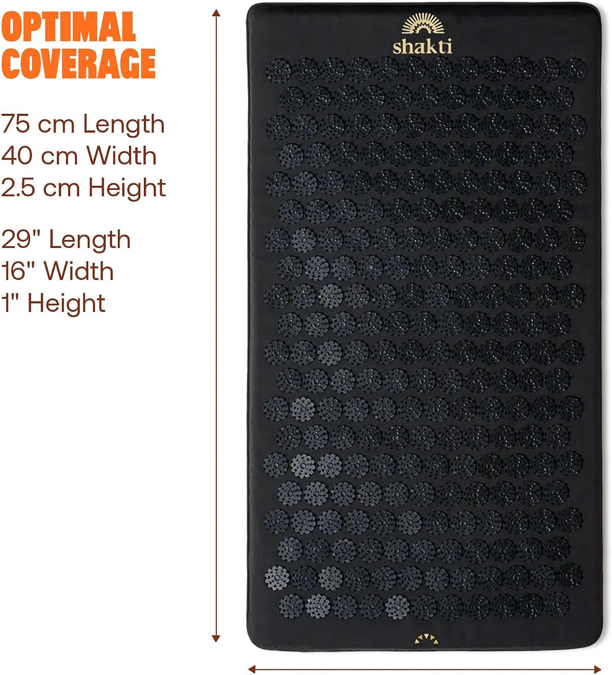 Acupressure Mat for Tension Release, Classic Level 2 Black