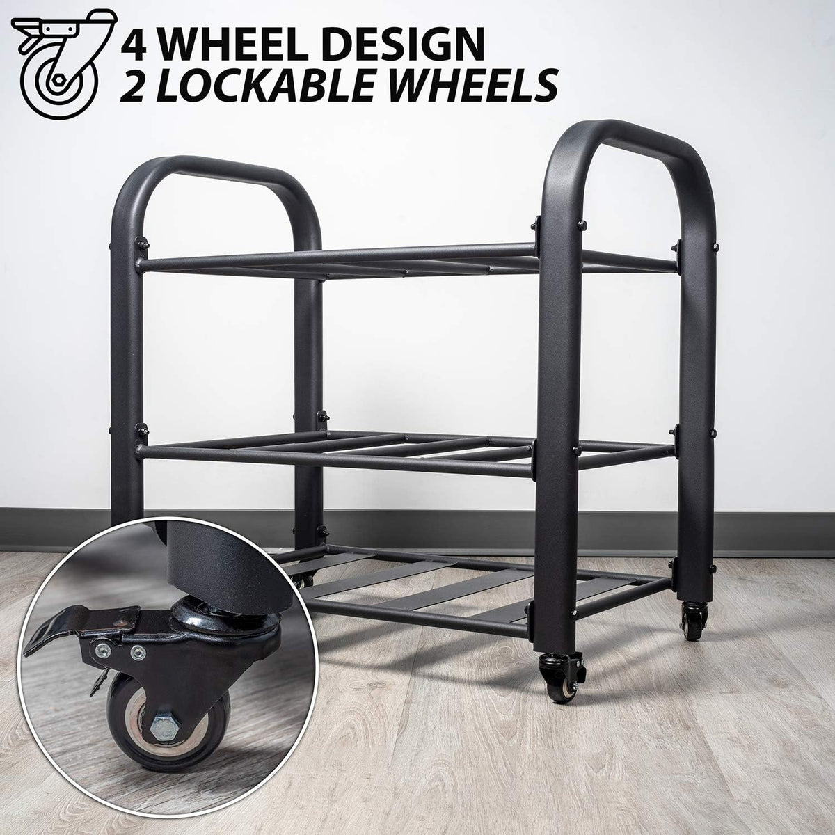 Yoga Mat Storage Rack – Storage Cart for Yoga Mats, Foam Rollers & Mobility Equipment. Perfect for Yoga Studio or Commercial Gym.