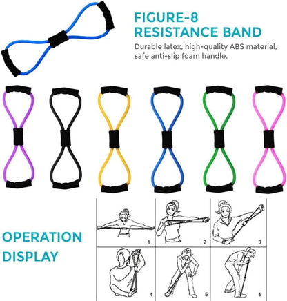 Home Workouts Better Pilates Essentials Kits Equipments Sets Accessories Magic Ring Booty Bands Glutes Yoga Ball 25cm Figure 8 Resistance Yoga Bands for Stretching 8 Pcs