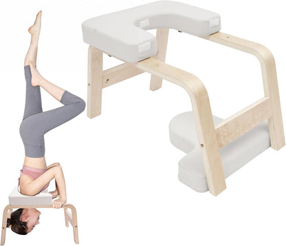 Yoga Headstand Bench, 25 Inch Yoga Inversion Bench with Seat Cushion, Portable Stand Yoga Chair 440.92lbs Capacity for Balconies, Offices, Gyms