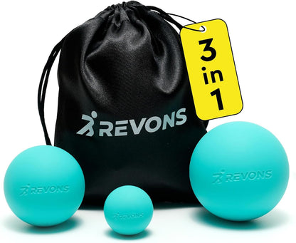 3 in 1 Massage Ball Set – 2.5", 1.9" & 1.2" Firm Silicone Balls for Myofascial Release, Trigger Point Therapy, Back & Foot Pain Relief, Face Fitness, Yoga, Deep Tissue Recovery (Turquoise)