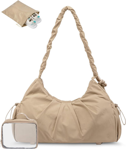 Gym Bag for Women, Sports Duffel Bag,Weekender Travel Bag with Wet Pocket, Water Resistant Sports Gym Tote Bags with Hidden Yoga Mat Holder