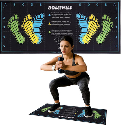 31.5'' X 13.8'' Anti-Slip Squat Mat with Foot Position Guides, Professional-Grade Exercise Mat Perfect for Squats, Leg Training and Lunges, Enhancing Muscle Activation, Versatility and Safety for Home Fitness Enthusiasts