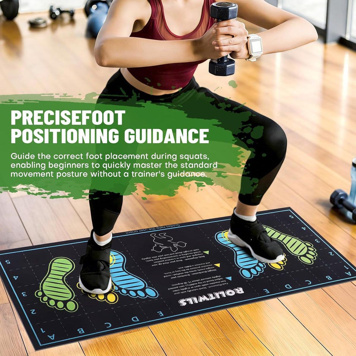 31.5'' X 13.8'' Anti-Slip Squat Mat with Foot Position Guides, Professional-Grade Exercise Mat Perfect for Squats, Leg Training and Lunges, Enhancing Muscle Activation, Versatility and Safety for Home Fitness Enthusiasts