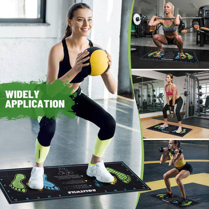 31.5'' X 13.8'' Anti-Slip Squat Mat with Foot Position Guides, Professional-Grade Exercise Mat Perfect for Squats, Leg Training and Lunges, Enhancing Muscle Activation, Versatility and Safety for Home Fitness Enthusiasts