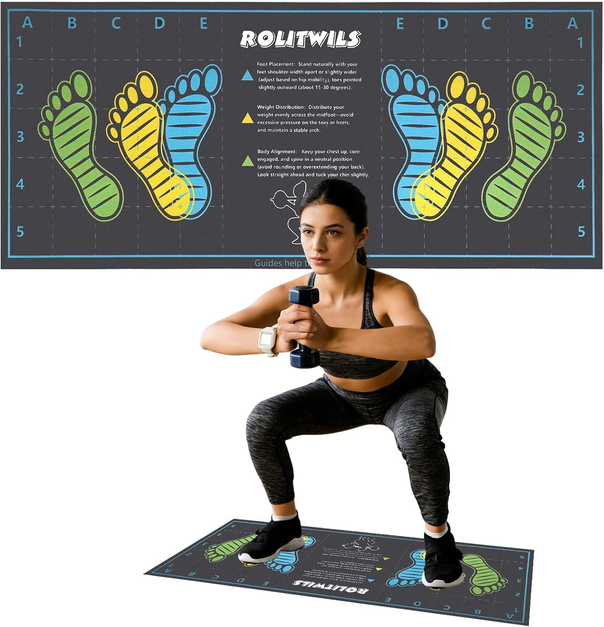 31.5'' X 13.8'' Anti-Slip Squat Mat with Foot Position Guides, Professional-Grade Exercise Mat Perfect for Squats, Leg Training and Lunges, Enhancing Muscle Activation, Versatility and Safety for Home Fitness Enthusiasts