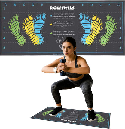 31.5'' X 13.8'' Anti-Slip Squat Mat with Foot Position Guides, Professional-Grade Exercise Mat Perfect for Squats, Leg Training and Lunges, Enhancing Muscle Activation, Versatility and Safety for Home Fitness Enthusiasts