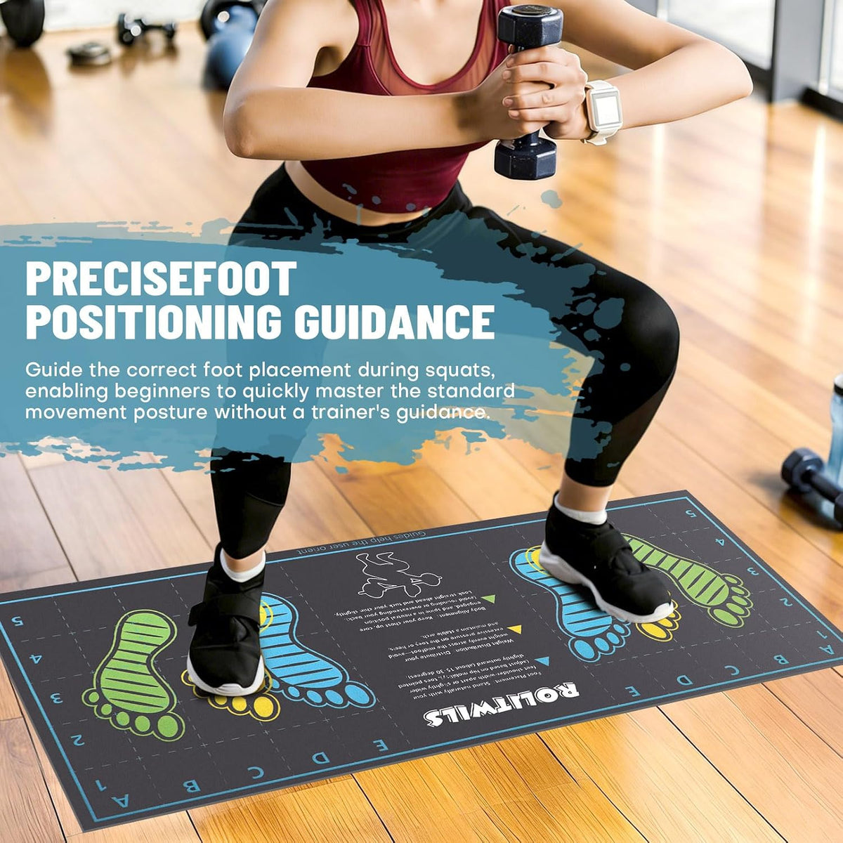 31.5'' X 13.8'' Anti-Slip Squat Mat with Foot Position Guides, Professional-Grade Exercise Mat Perfect for Squats, Leg Training and Lunges, Enhancing Muscle Activation, Versatility and Safety for Home Fitness Enthusiasts