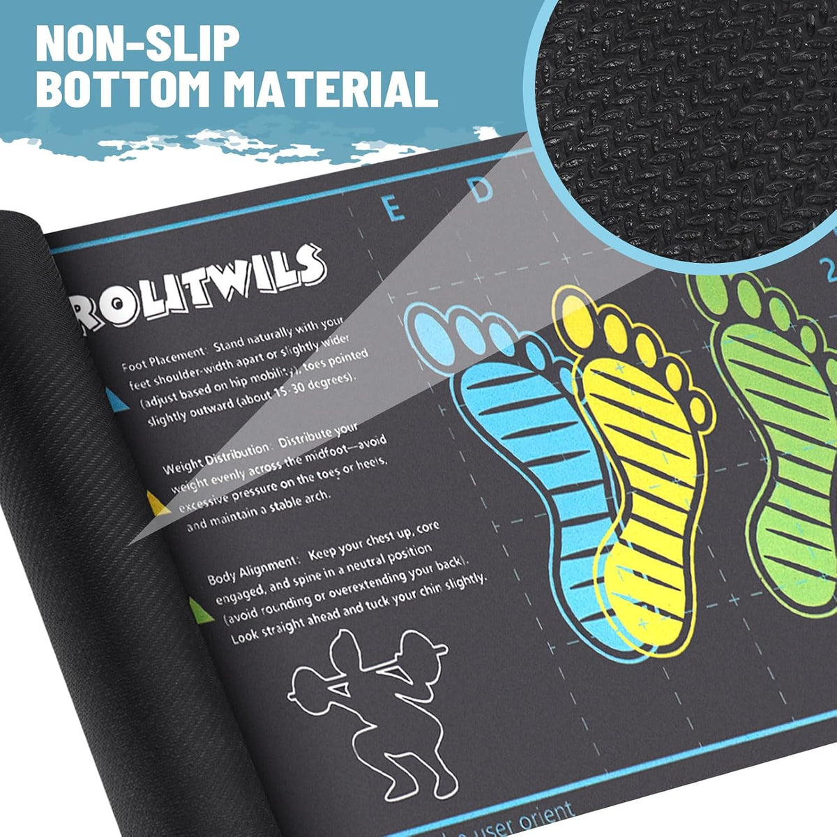 31.5'' X 13.8'' Anti-Slip Squat Mat with Foot Position Guides, Professional-Grade Exercise Mat Perfect for Squats, Leg Training and Lunges, Enhancing Muscle Activation, Versatility and Safety for Home Fitness Enthusiasts