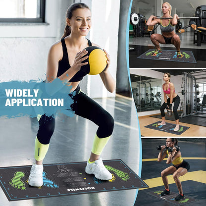 31.5'' X 13.8'' Anti-Slip Squat Mat with Foot Position Guides, Professional-Grade Exercise Mat Perfect for Squats, Leg Training and Lunges, Enhancing Muscle Activation, Versatility and Safety for Home Fitness Enthusiasts