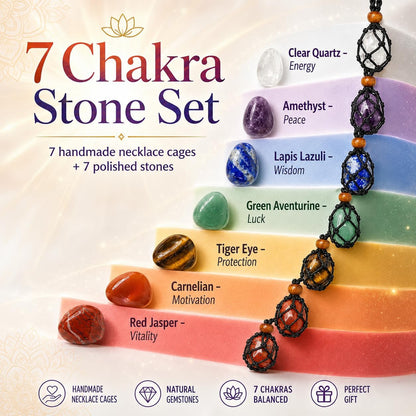 7PCS Chakra Crystal Natural Stone Necklaces Meditation