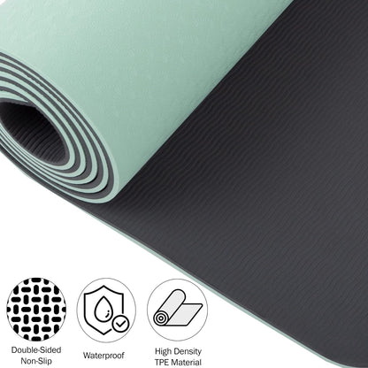 Non-Slip Yoga Mat with Alignment Marks – Lightweight Exercise Mat with Carry Strap for Home Workout or Travel Outdoors