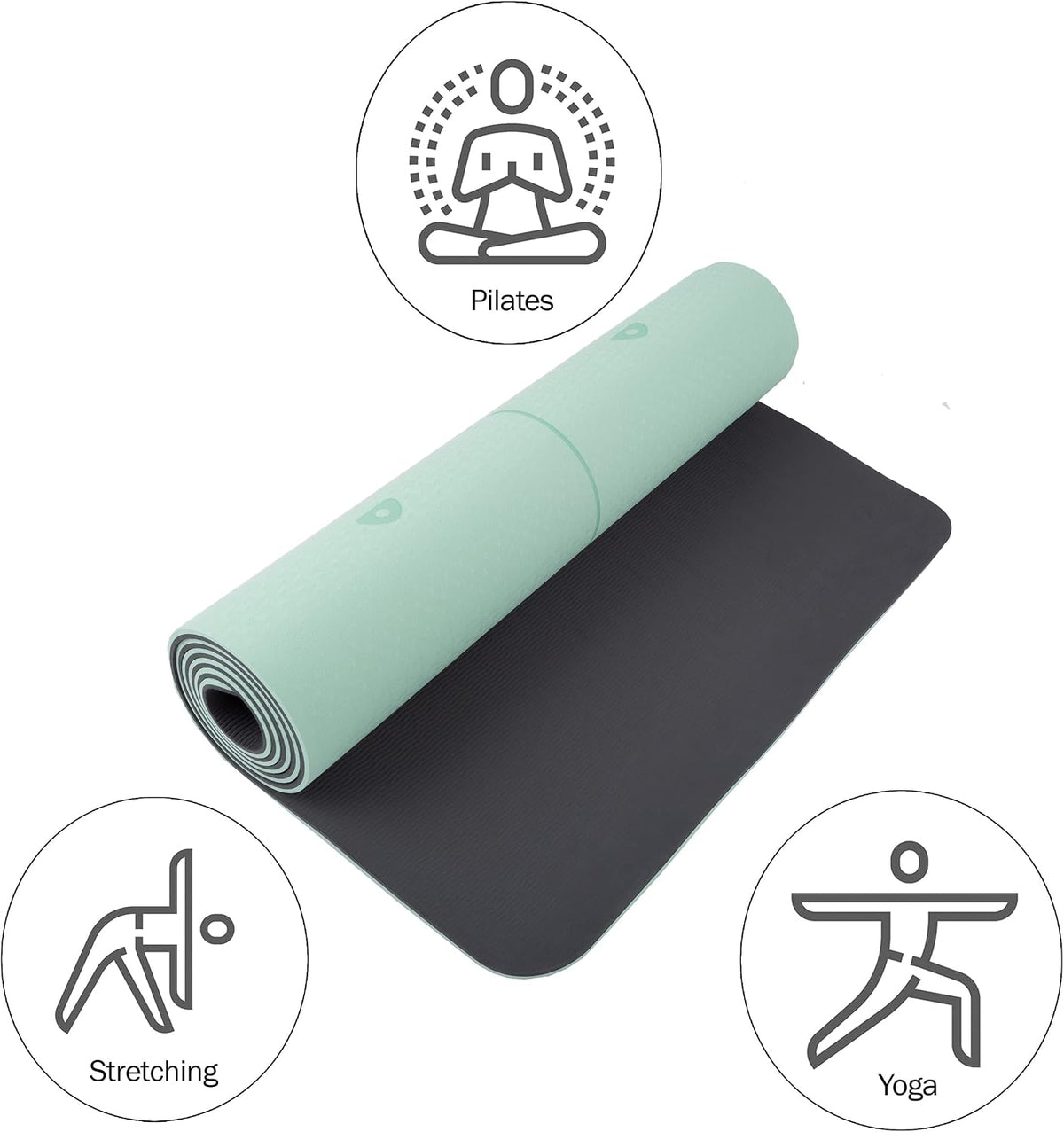 Non-Slip Yoga Mat with Alignment Marks – Lightweight Exercise Mat with Carry Strap for Home Workout or Travel Outdoors