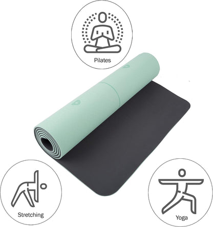 Non-Slip Yoga Mat with Alignment Marks – Lightweight Exercise Mat with Carry Strap for Home Workout or Travel Outdoors