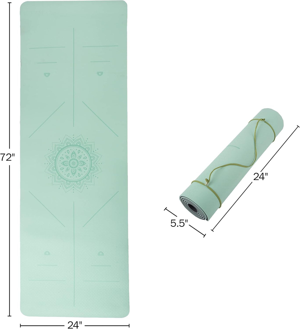 Non-Slip Yoga Mat with Alignment Marks – Lightweight Exercise Mat with Carry Strap for Home Workout or Travel Outdoors