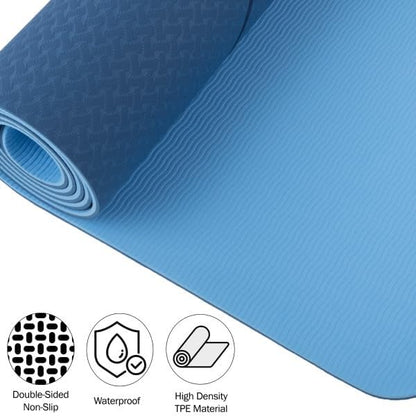 Non-Slip Yoga Mat with Alignment Marks – Lightweight Exercise Mat with Carry Strap for Home Workout or Travel Outdoors
