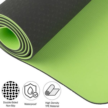 Non-Slip Yoga Mat with Alignment Marks – Lightweight Exercise Mat with Carry Strap for Home Workout or Travel Outdoors