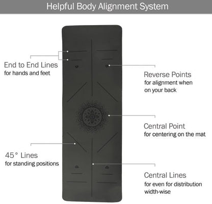 Non-Slip Yoga Mat with Alignment Marks – Lightweight Exercise Mat with Carry Strap for Home Workout or Travel Outdoors