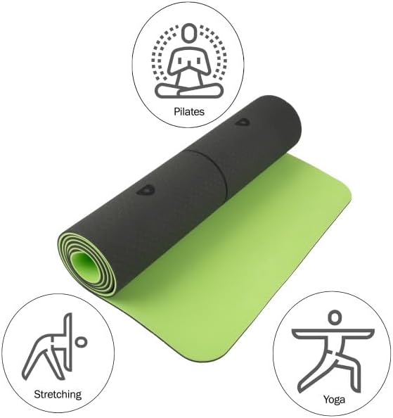 Non-Slip Yoga Mat with Alignment Marks – Lightweight Exercise Mat with Carry Strap for Home Workout or Travel Outdoors