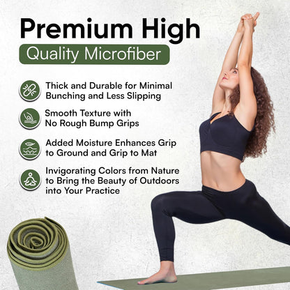 Yoga Mat Towel - Double Sided Microfiber Yoga Towel - Sweat Absorbent Non Slip Hot Yoga Towel - Lightweight, Quick Drying Pilates Mat Towel - 73" x 26", Sage