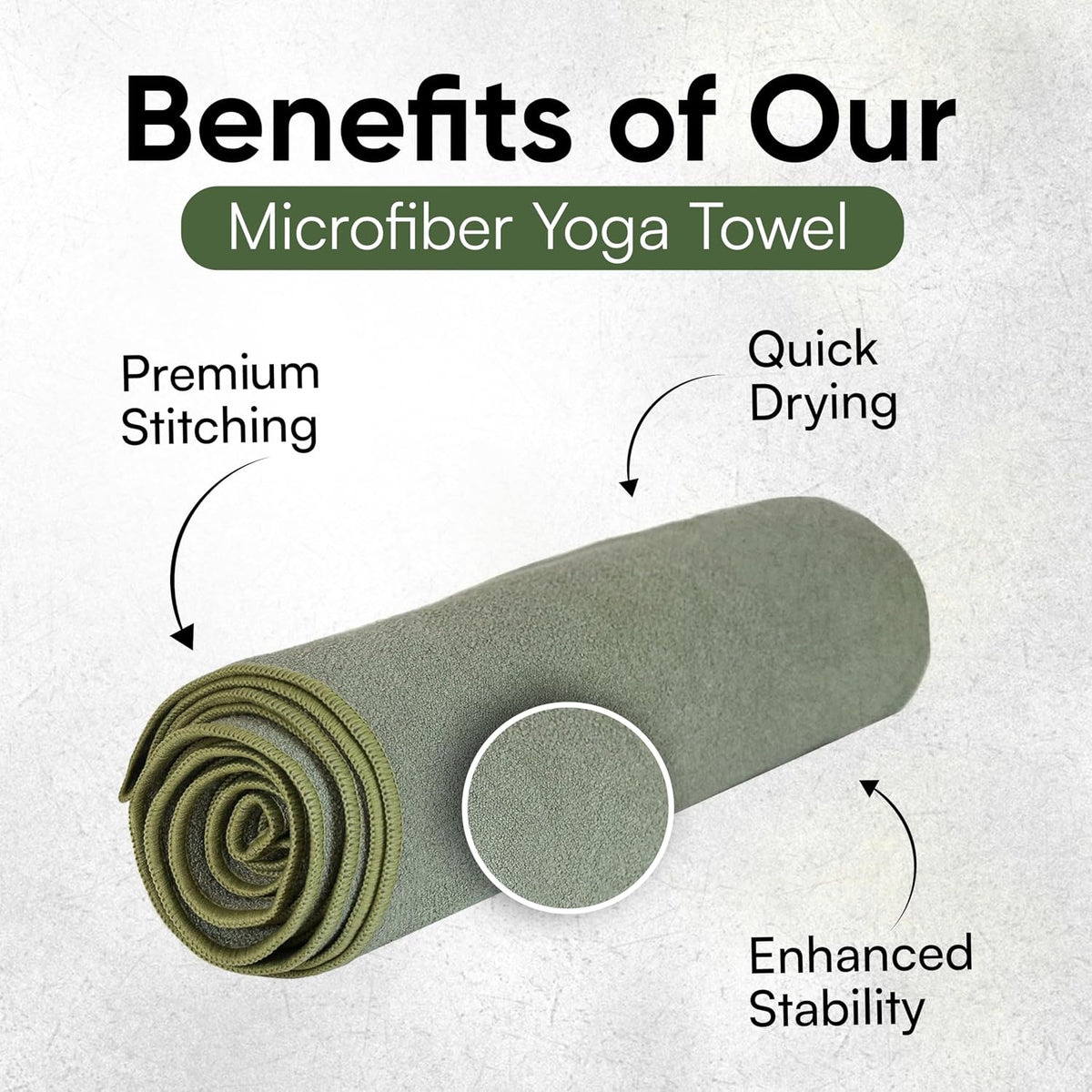 Yoga Mat Towel - Double Sided Microfiber Yoga Towel - Sweat Absorbent Non Slip Hot Yoga Towel - Lightweight, Quick Drying Pilates Mat Towel - 73" x 26", Sage