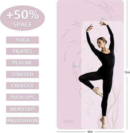 Extra Wide Yoga Mat 76"x40"x10mm TPE Non-Slip Fitness Exercise Mat