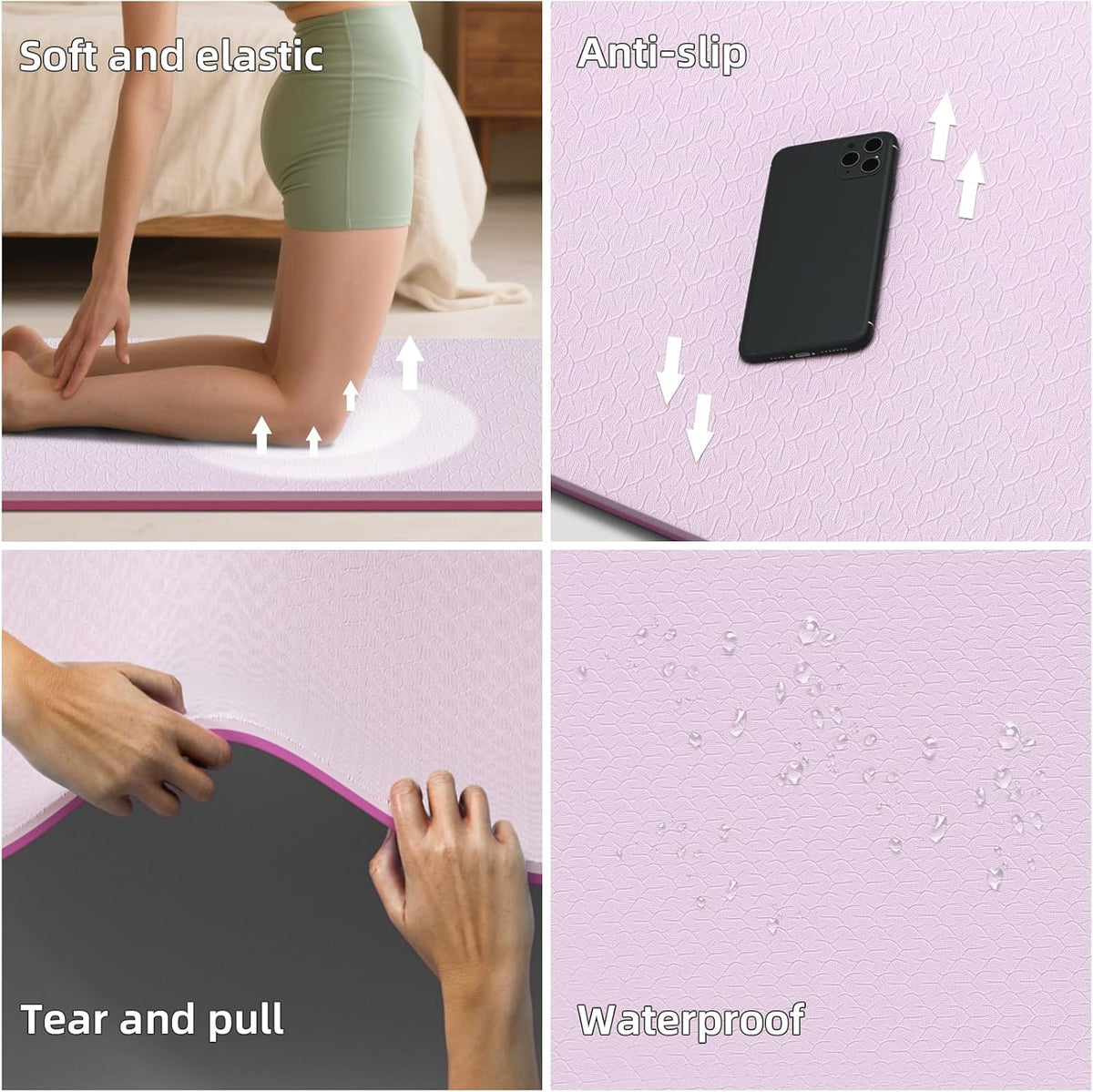Extra Wide Yoga Mat 76"x40"x10mm TPE Non-Slip Fitness Exercise Mat
