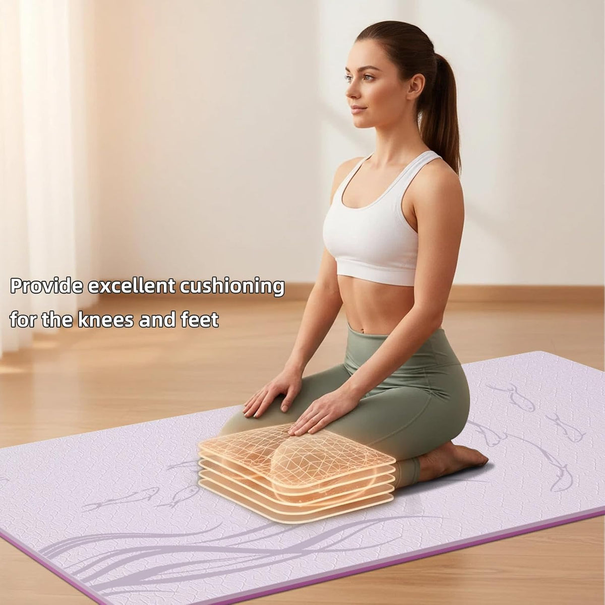 Extra Wide Yoga Mat 76"x40"x10mm TPE Non-Slip Fitness Exercise Mat